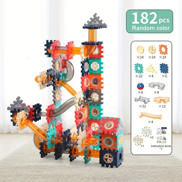 182Pcs DIY Marble Run Gear Building Block Set